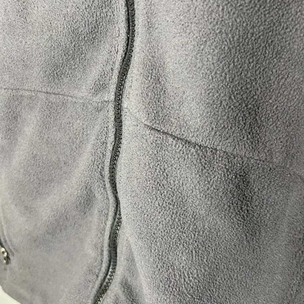 North face gray full zip fleece jacket coat pockets layering women size medium - Image 4