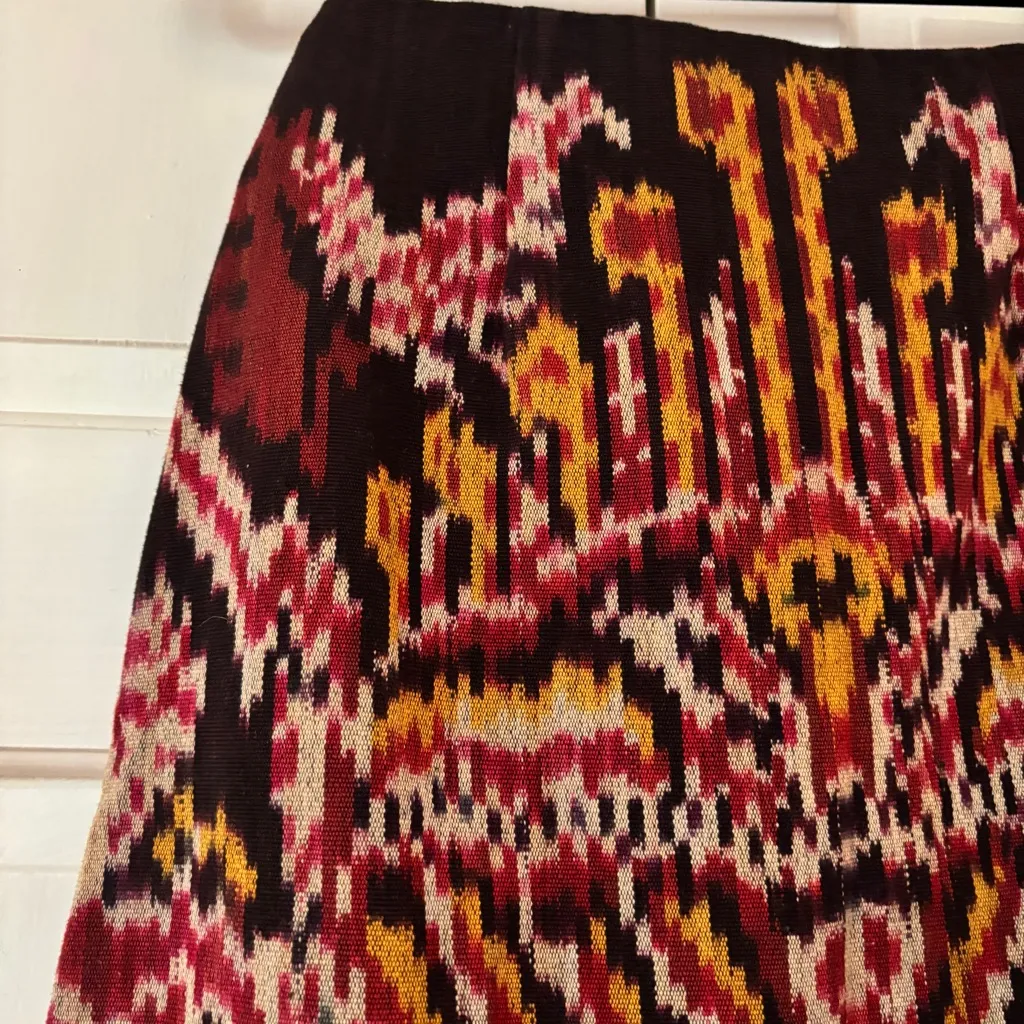 Ulla Johnson NEW Ember Tribal Midi Skirt Slit Sarong Ikat Cotton Size 2 Mahogany - Image 13