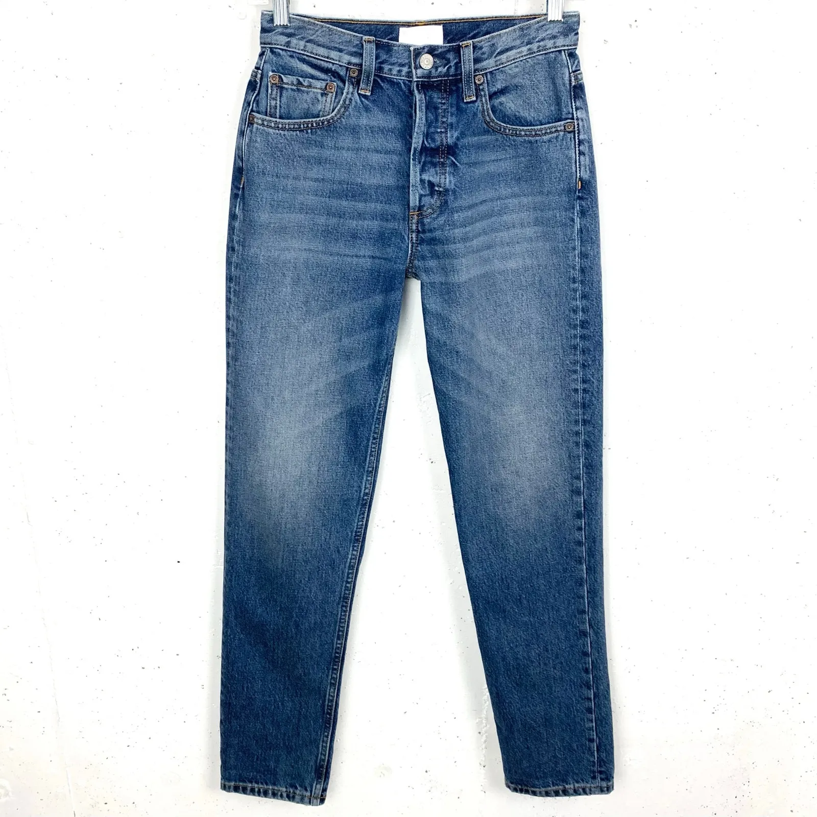 Boyish Womens Tommy High Rise Straight Denim Jeans Greed Blue Button Fly Size 25 - Image 3