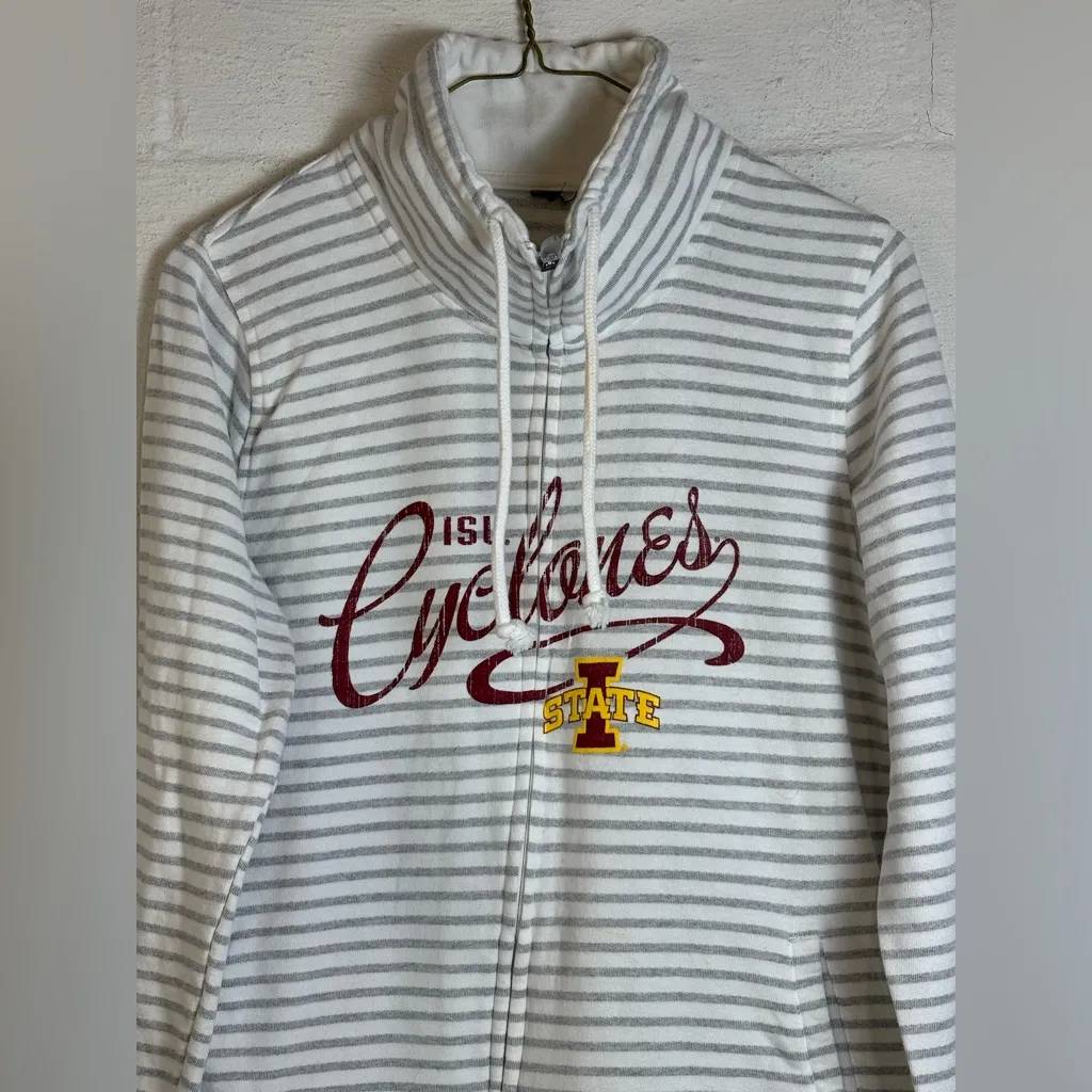 Iowa State Cyclones Woman’s Casual Zip Up Striped Active Jacket Cotton Polyester Silver Size undefined - Image 2