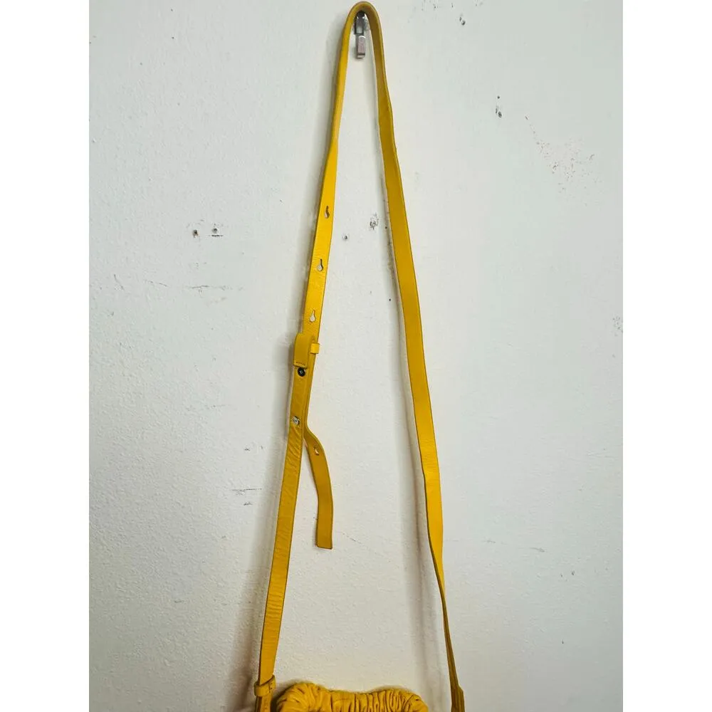JASON WU Yellow Leather Adjustable Crossbody JW Logo Ruched Handle Rommy Bag - Image 10