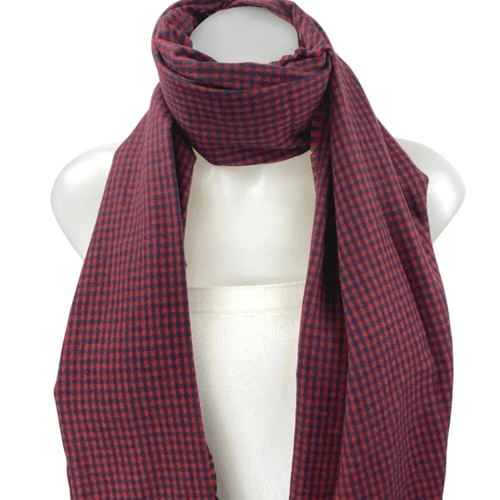 NEW Gap Red Black Gingham Checkered Fringe Hem Shawl Wrap Scarf 200x50 One Size - Image 2