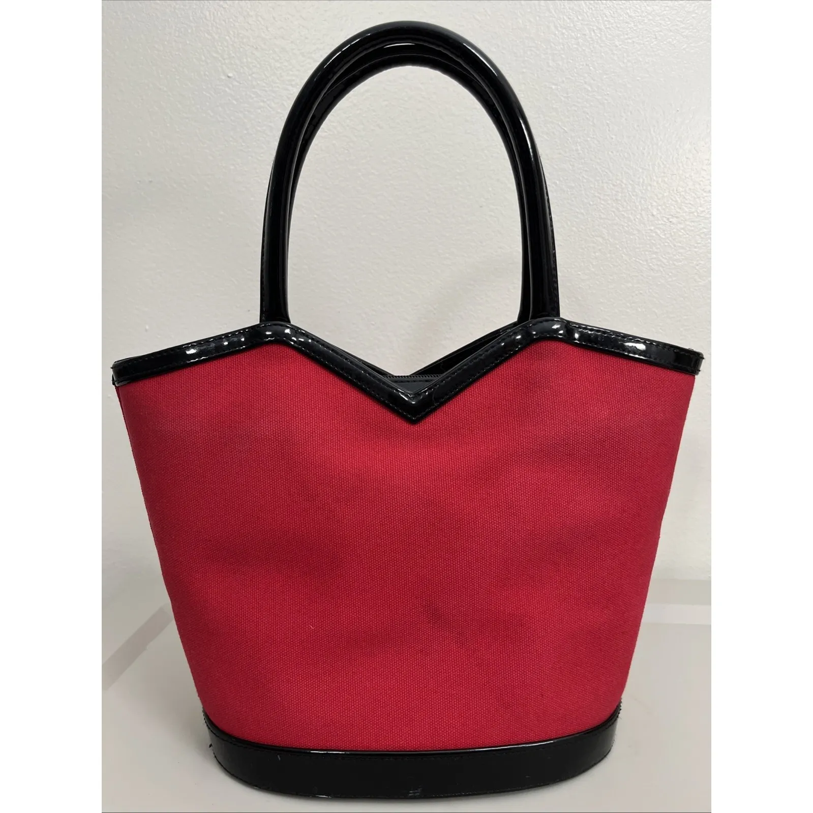 LULU Guinness Cherry Red Retro Tote Handheld Bag Classic Preppy Colorful - Image 2