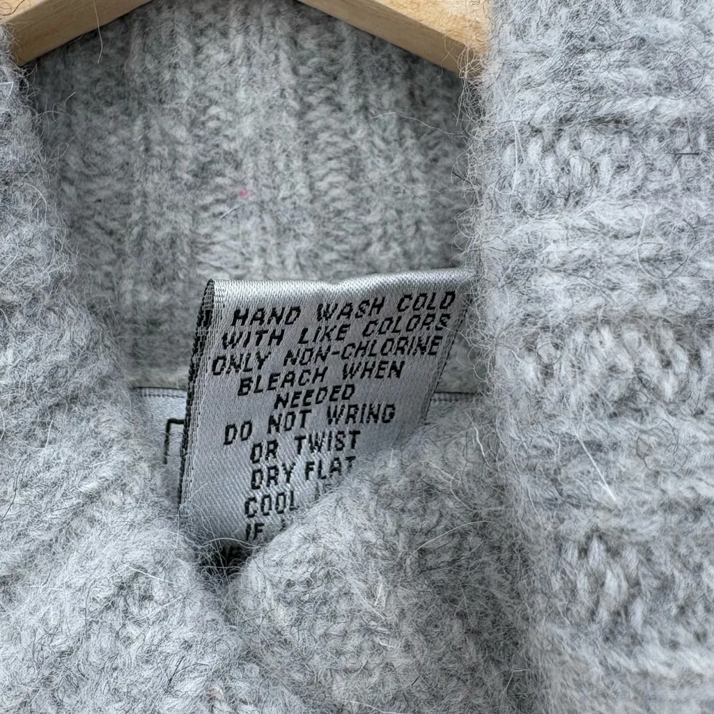 Vintage 90s SKYR Lambswool Angora Ribbed Stripe Turtleneck Sweater | Sz M | Gray Black Size M - Image 4