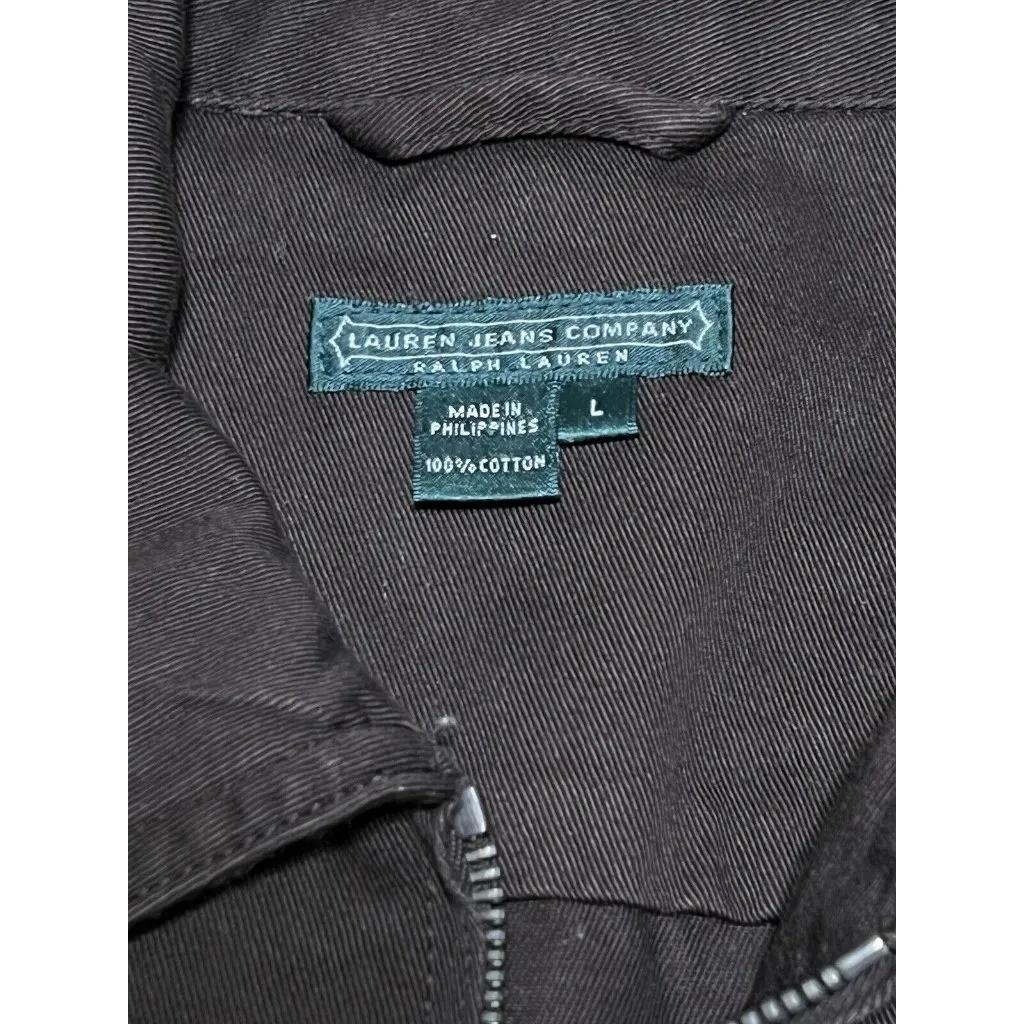 Lauren Jeans Company cropped jacket brown jean jacket size Large Classic Denim - Image 7