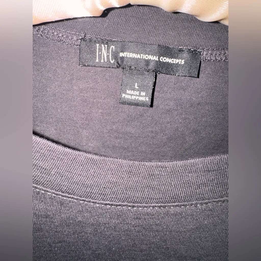 INC International Concepts Charcoal Tee Gray Size L - Image 4