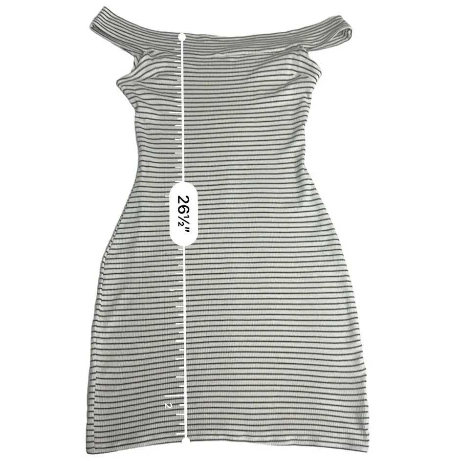 Urban Outfitters UO B& W Striped Stretchy Bodycon Off Shoulder Dress Size S‎ - Image 10