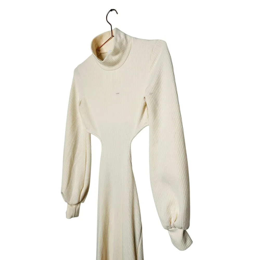 WeWoreWhat Women's Ivory White Middle Cutout Mock Neck Sweater Dress Size Small - Image 4