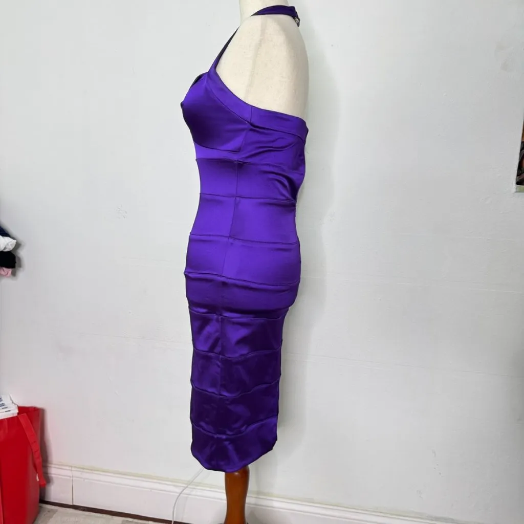Vintage Y2K Bebe Purple Satin Bodycon Dress - Image 4