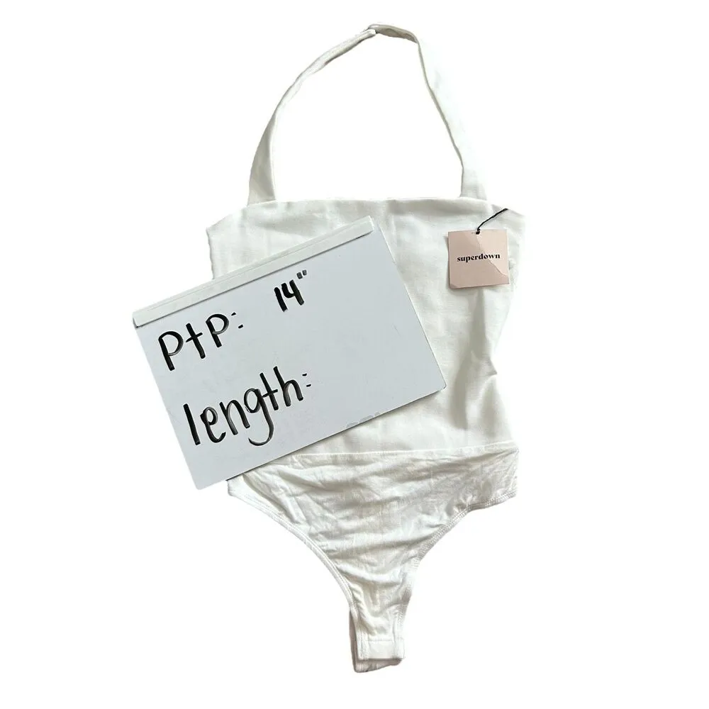 Superdown NWT Reece Halter Bodysuit White - Image 12