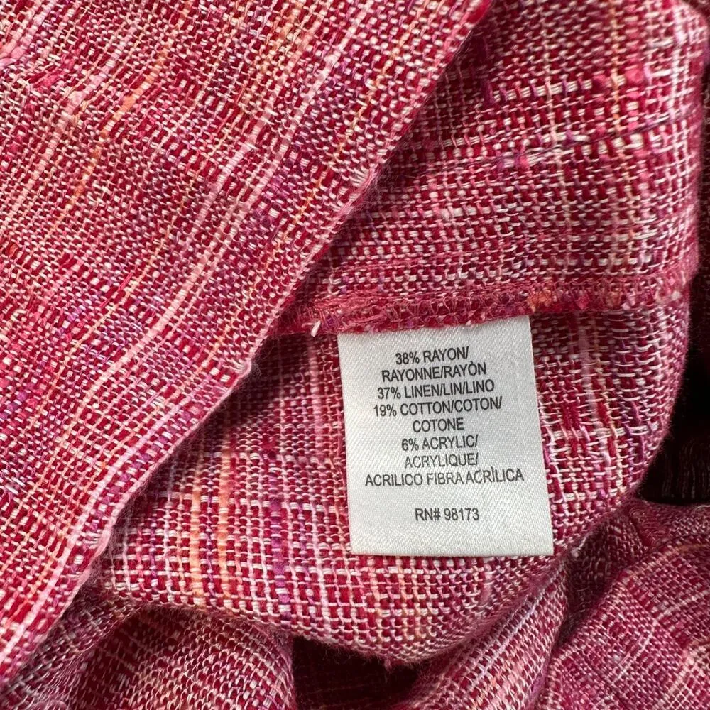 W By Worth Pink Tweed Shift Dress Women's 0 Short Sleeve High Neck Linen Blend - Image 9