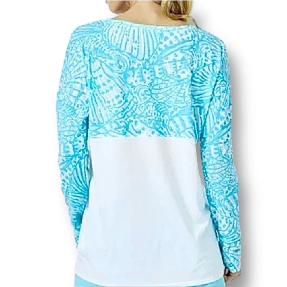 Lilly Pulitzer XXS Blue Sea Print Finn Top‎ Long Sleeve NWOT Coastal Resort Tee - Image 4