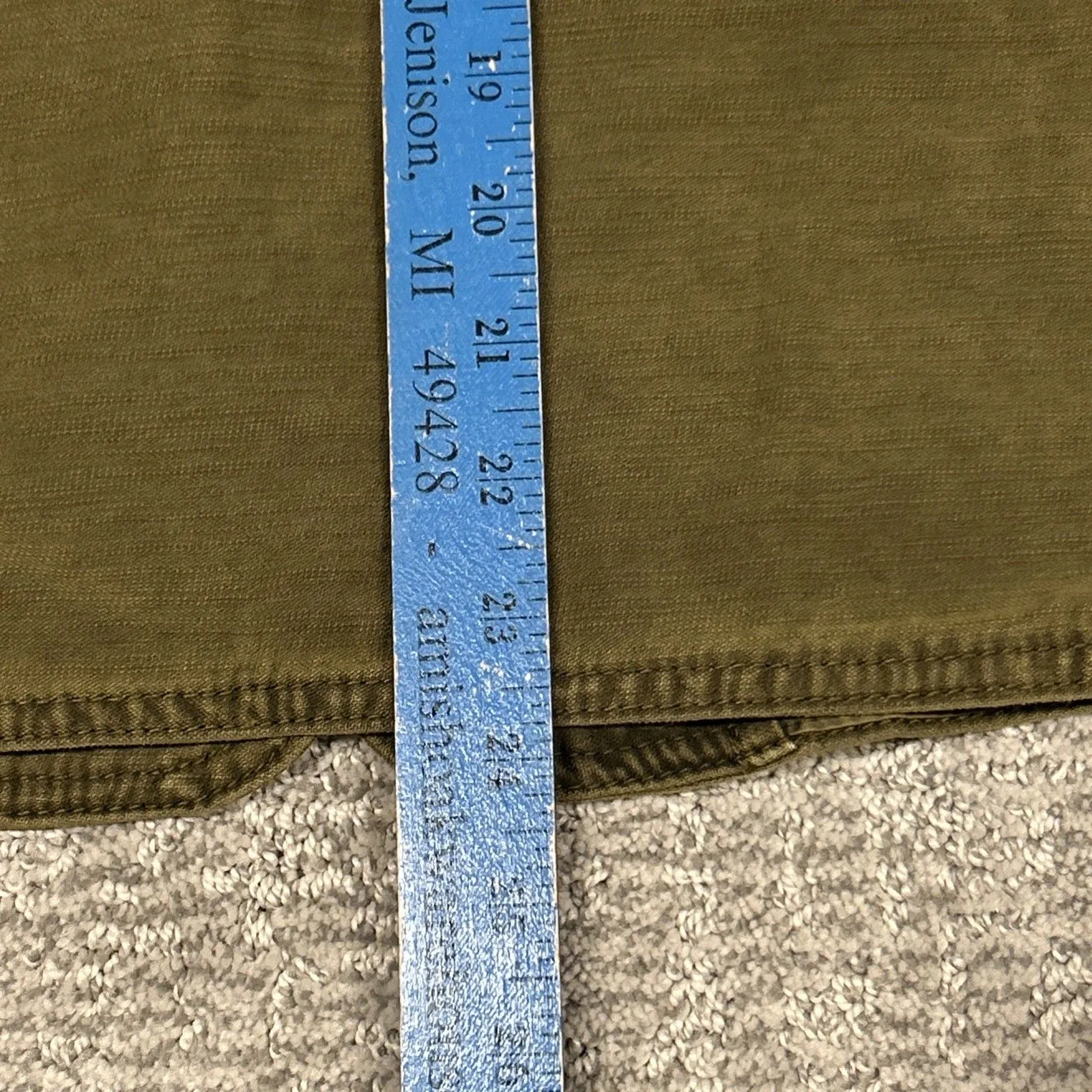 Anthropologie Jacket Womens XS Olive Green Button Front Ruffle Pockets Cotton - Image 8