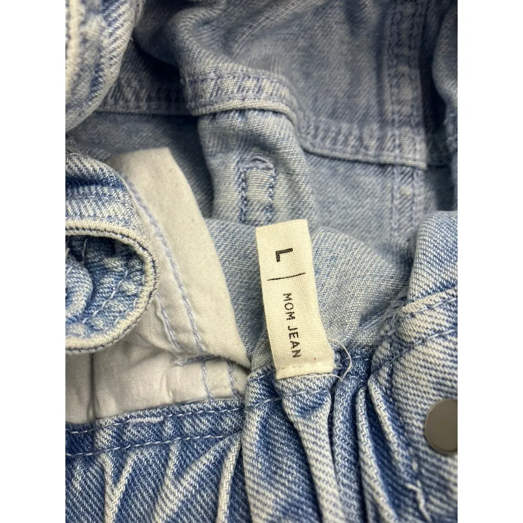 PacSun Womens Mom Jeans Light Wash High Rise Elastic Waist Denim Size L - Image 3