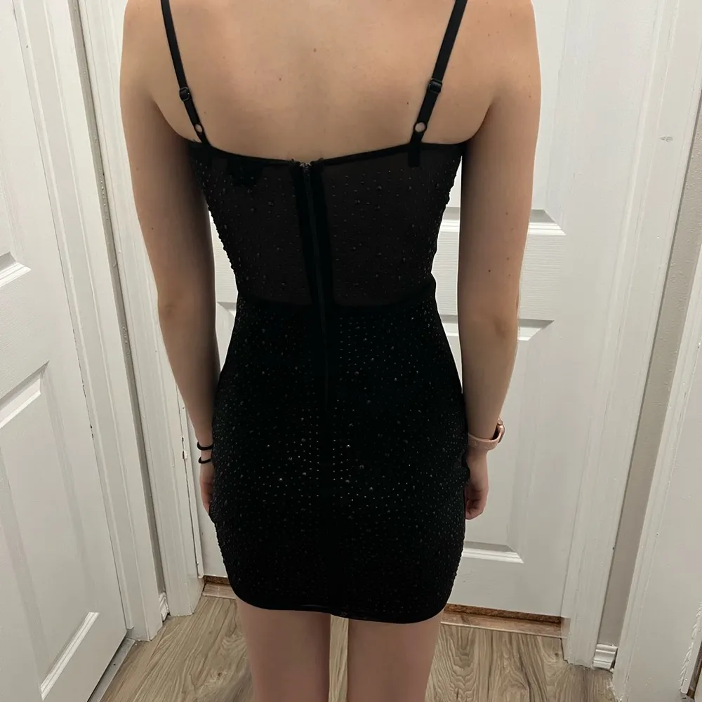 Windsor Midnight Sparkle Rhinestone Sheer Mini Dress Size S - Image 2