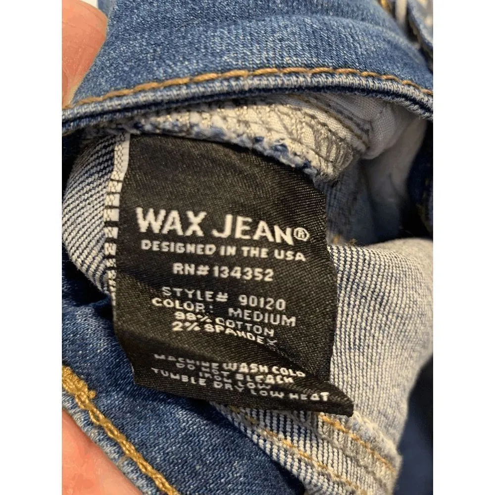 Wax Jeans Women's High Waist Distress Slim Straight Stretch Denim Jeans Waist Si - Image 6