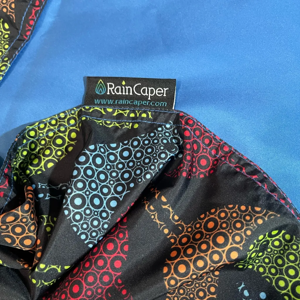 RainCaper Womens Rain Cape Poncho with Hood Reversible Birds Colorful OS Black Size undefined - Image 9