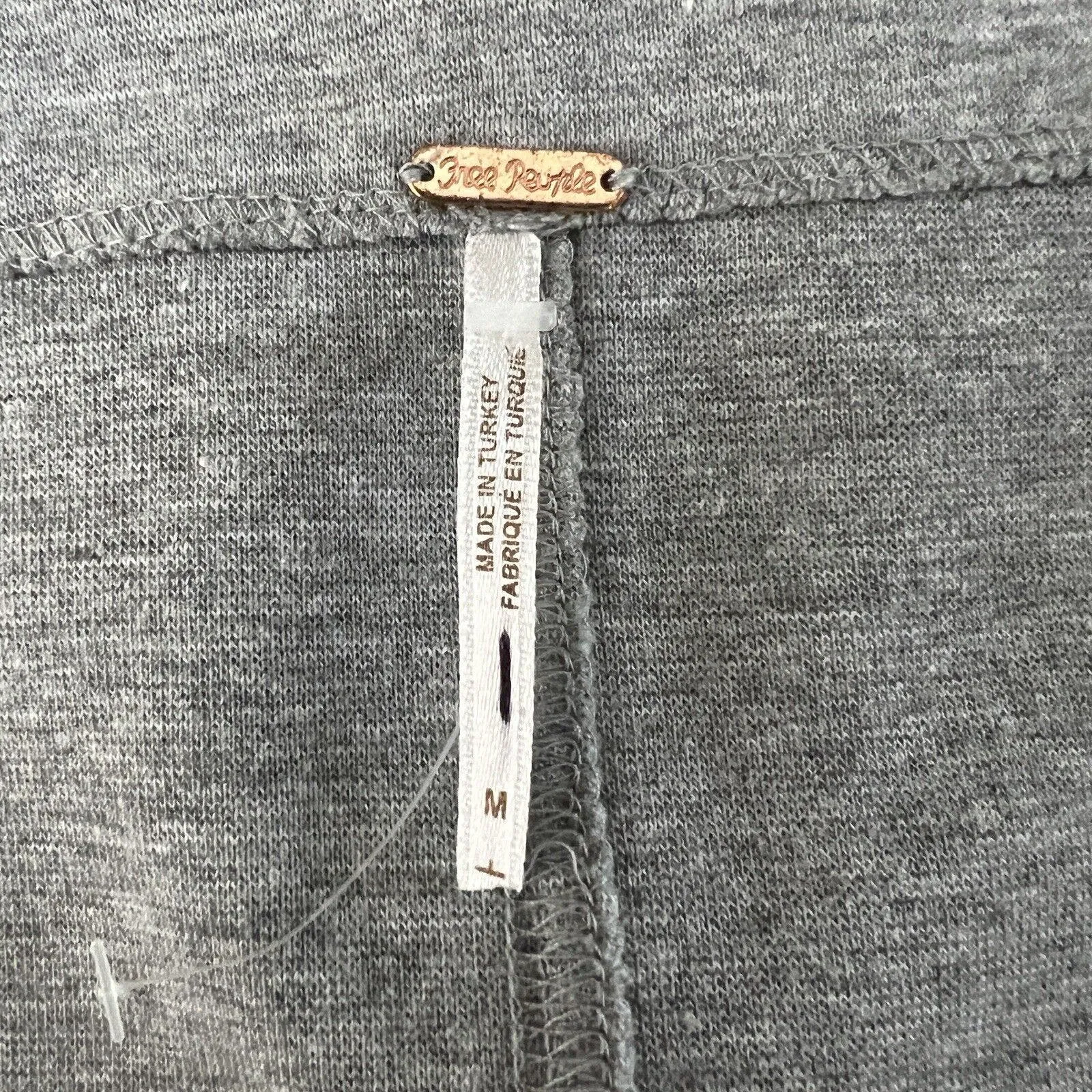 Free People Shirt Womens Medium Gray Looking Back Lace Up Updated‎ Basic Neutral - Image 6