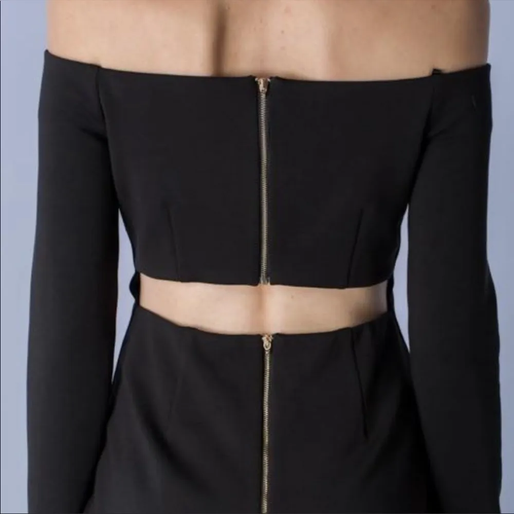 Do + Be Black Shoulder Cocktail Dress Cutout Back Medium - Image 3