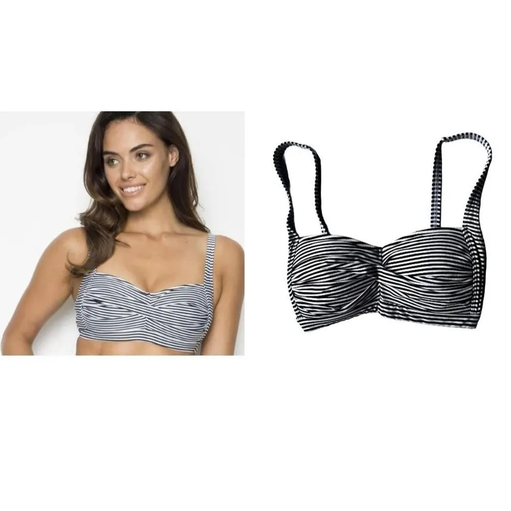 Niptuck Swim Bikini Top Size 6 Black White Striped Swimsuit Beach Cruise… - Image 2