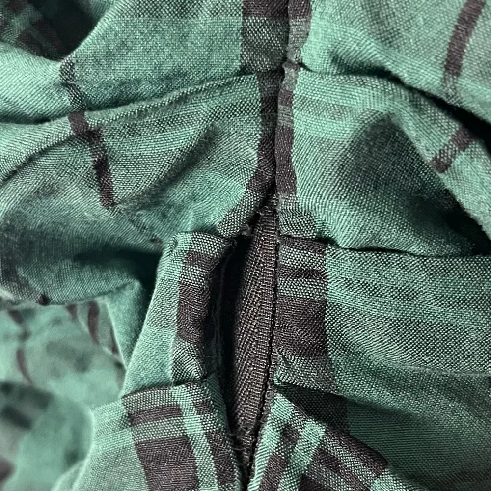 TANYA TAYLOR Emmaline Green Black Plaid Puff Sleeves Back Pleating Mini Dress 2 - Image 9