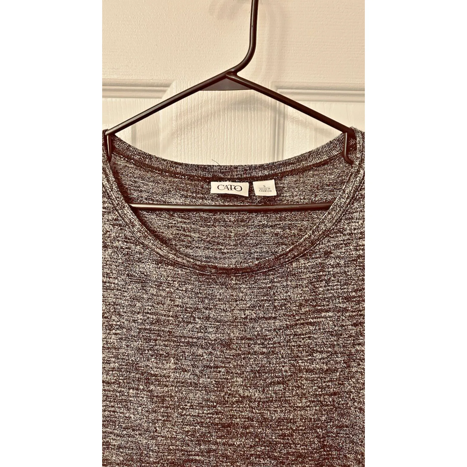 Cato Knit Top Sm Black/Gray High Low Slit Back Layered Lining Preppy Lining - Image 10