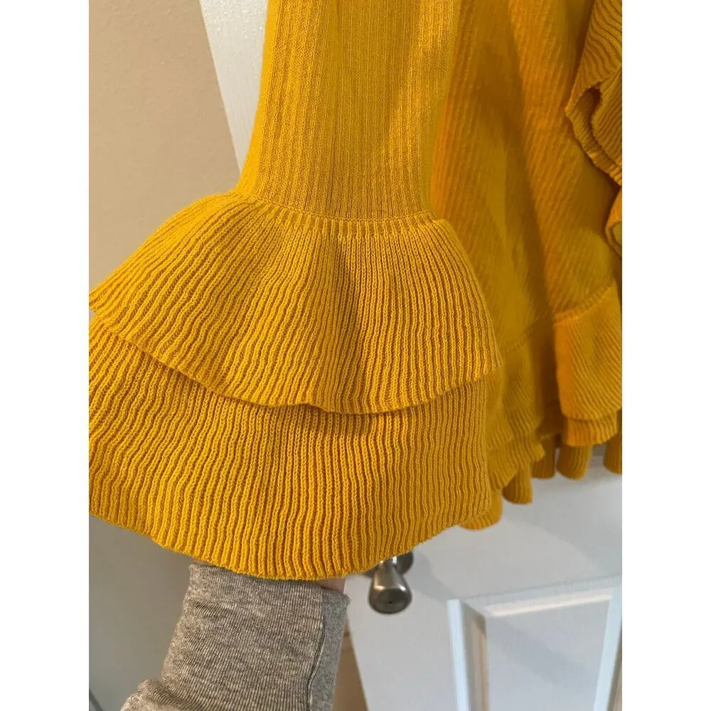 NWT Monroe & Main size medium ruffle tie front cardigan Yellow - Image 8