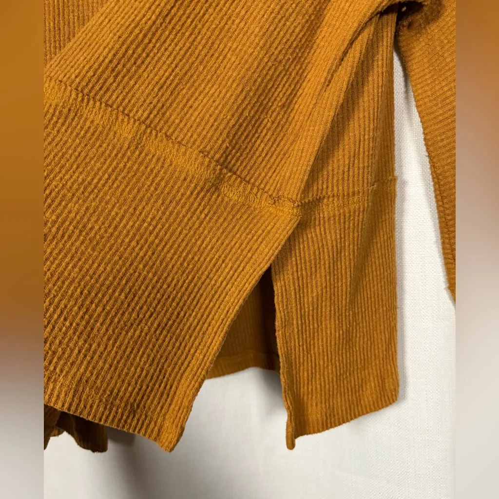 Eri + Ali Mustard Yellow Ribbed Knit Mock Neck Long Sleeve Sweater Size XL - Image 5