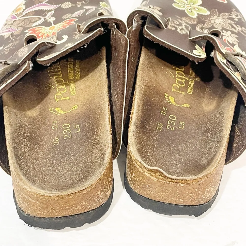 Papillio By Birkenstocks Boston Womens Size 5 Mules Floral brown clogs - Image 5