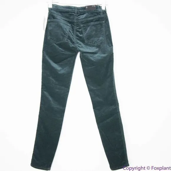 NEW J Brand Zion mid rise dark green velvet‎ skinny pants in moorland, 24 - Image 5