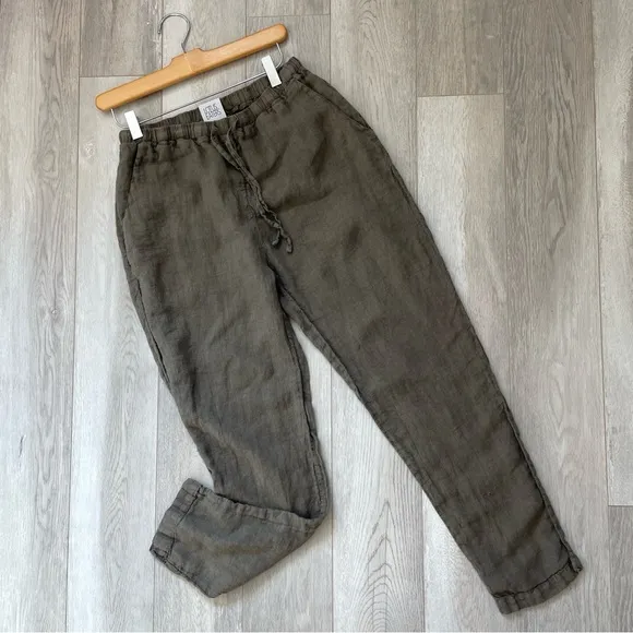 Lotus Eaters Linen Pull On Pants Green (small) lagenlook minimalist summer woven - Image 1