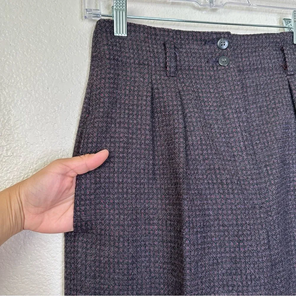 Neiman Marcus 100% Wool Gingham High Waisted Pants - Image 4