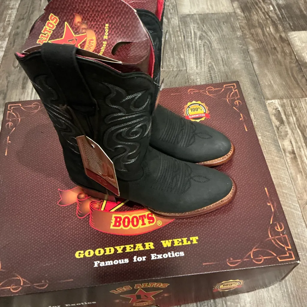 NWT Los Altos Black Leather Western Boots Size 6 - Image 2
