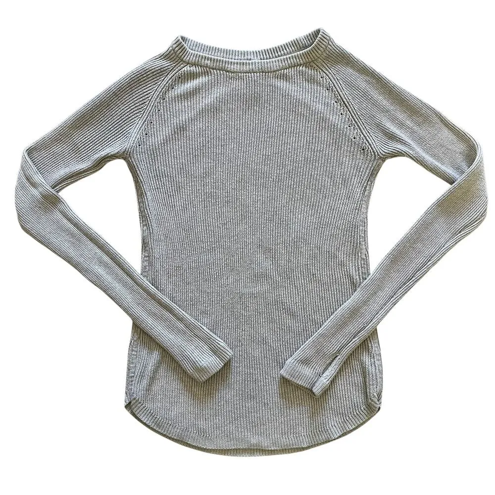 Lululemon Cabin Yogi Long Sleeve Heather Gray Pullover Ribbed Knit Sweater Top - Image 3