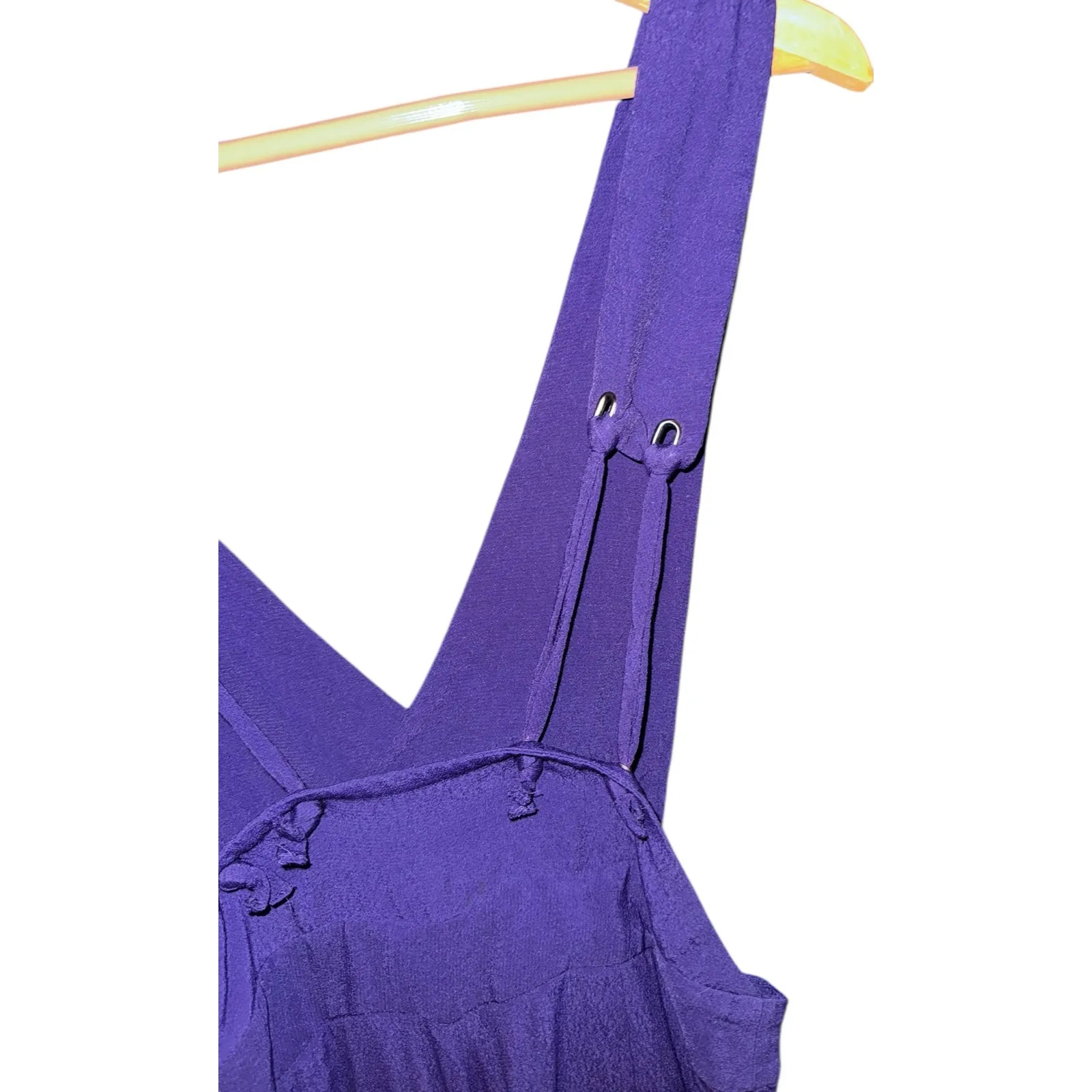 Maeve Anthropologie Purple Overall Jumpsuit Suspender Wide Leg Sz 0 Boho *Flaw* - Image 10