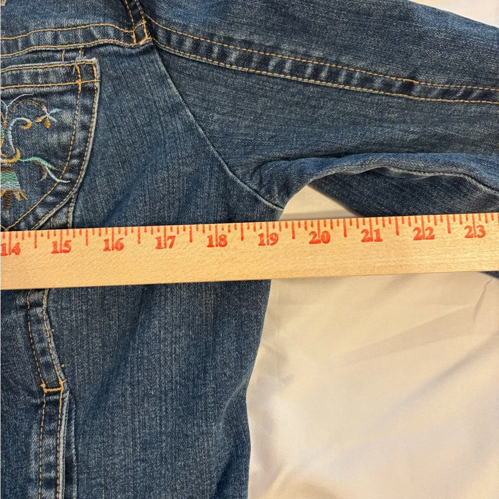 Live a Little Embroidered Denim Jacket Size L Western Style Blue Jeans Jacket - Image 3