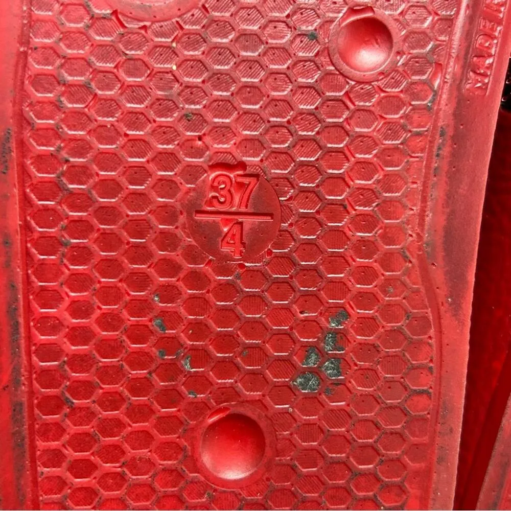 Valentino Red Slides Sparkle Metallic Logo Name Top Sandals Made in Italy Sz 37 - Image 6