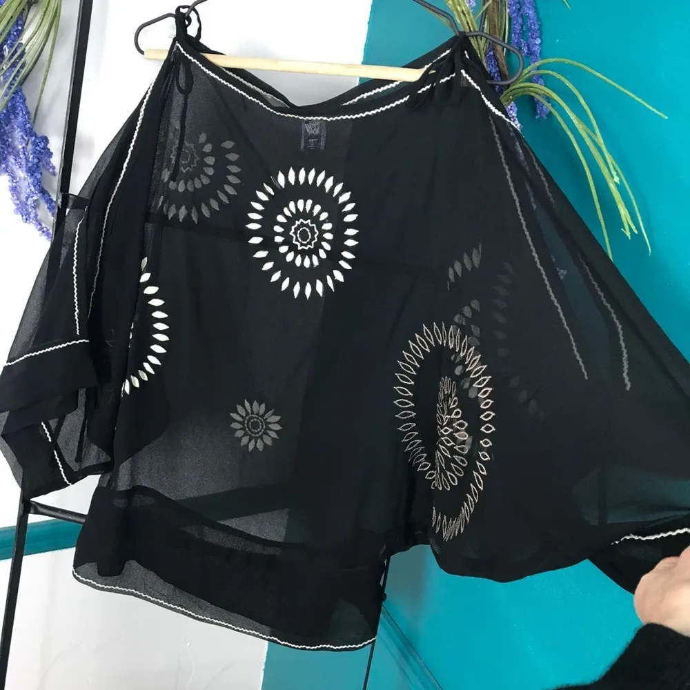 Free People semi sheer black tie open sleeve top - Image 5