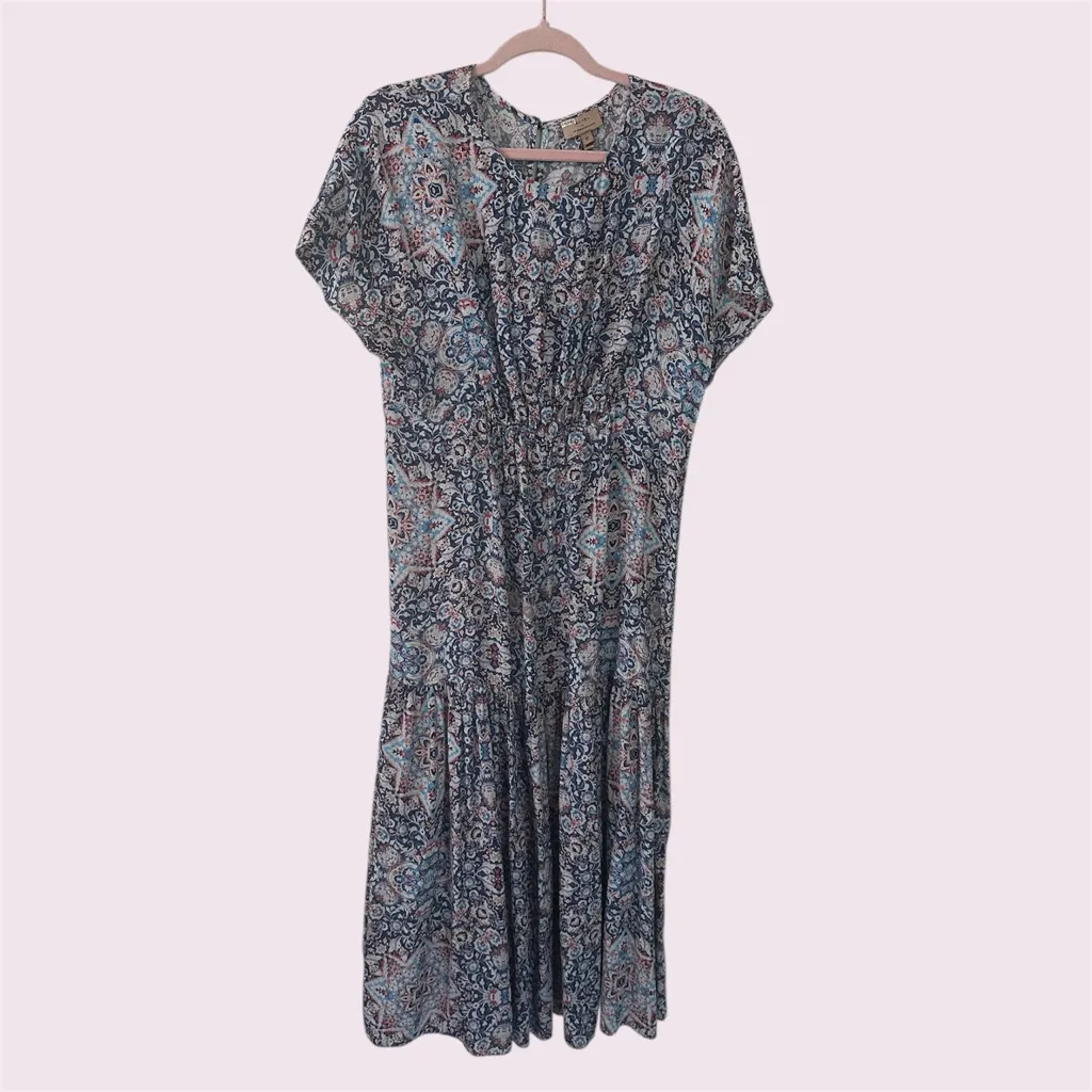 Kachel x Anthropologie Kaleidoscope Blue Print 35% Silk Tiered Midi Dress - Image 3