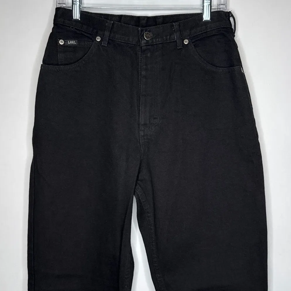 1990s Lee High Waist Black Cotton Mom Jeans 30" Waist - Image 10