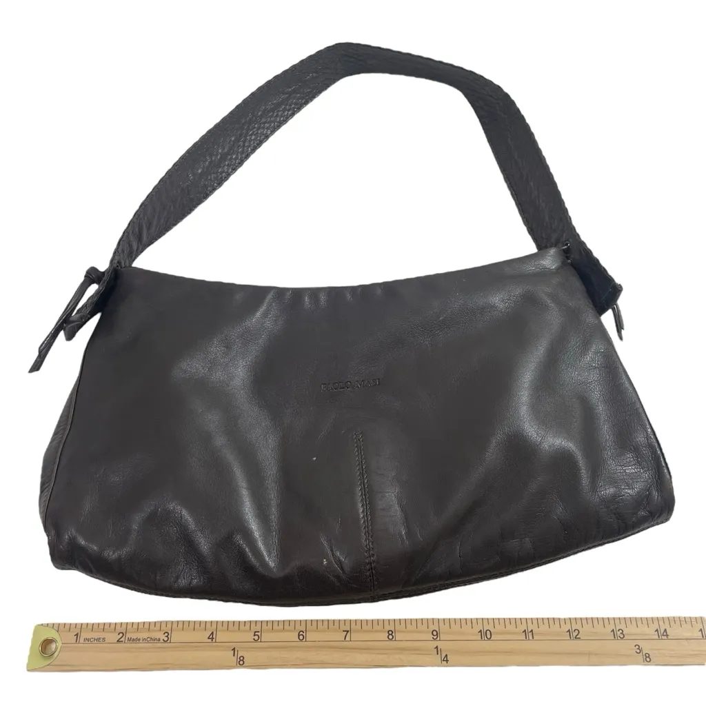 Paolo Masi Brown Leather Buttery Soft Shoulder Bag with Braided Leather Strap - Image 2