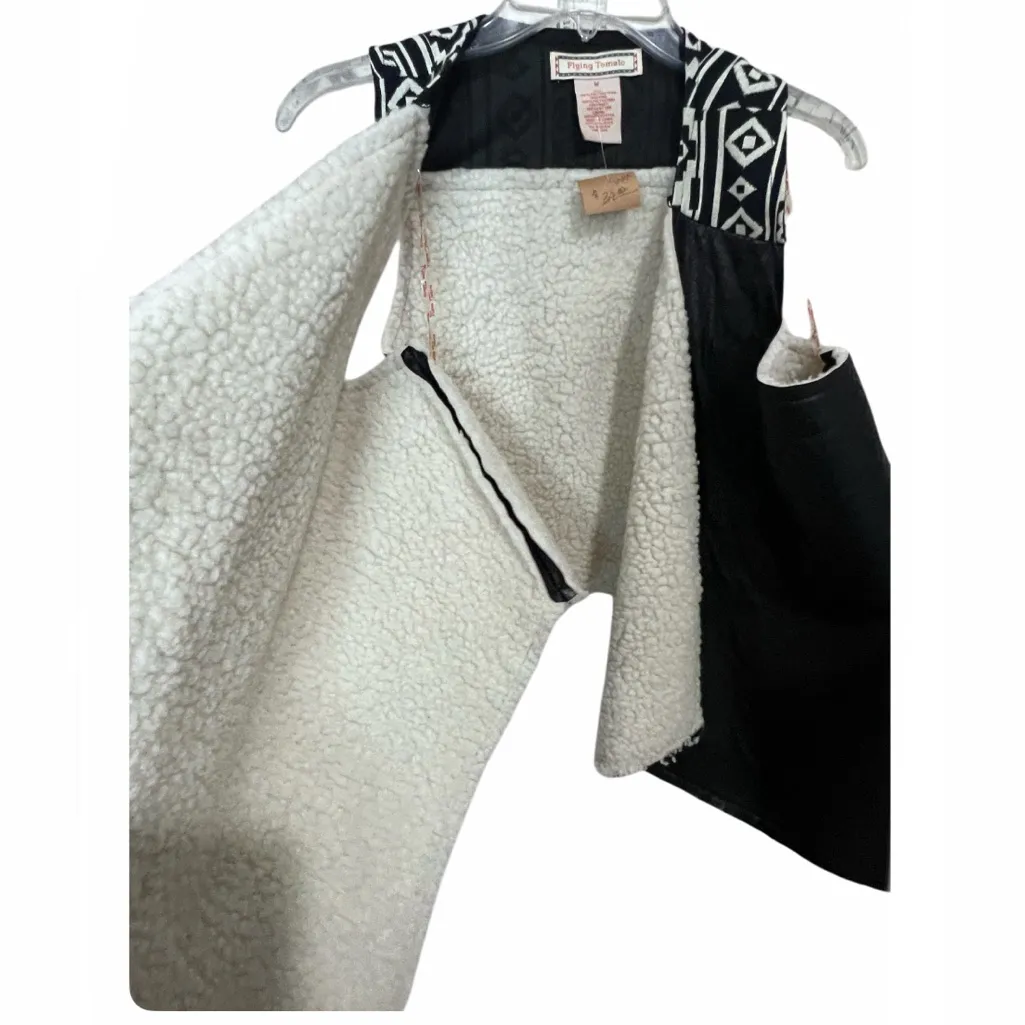 Flying Tomato Black and White Faux Leather Vest with Sherpa Lining - Image 4