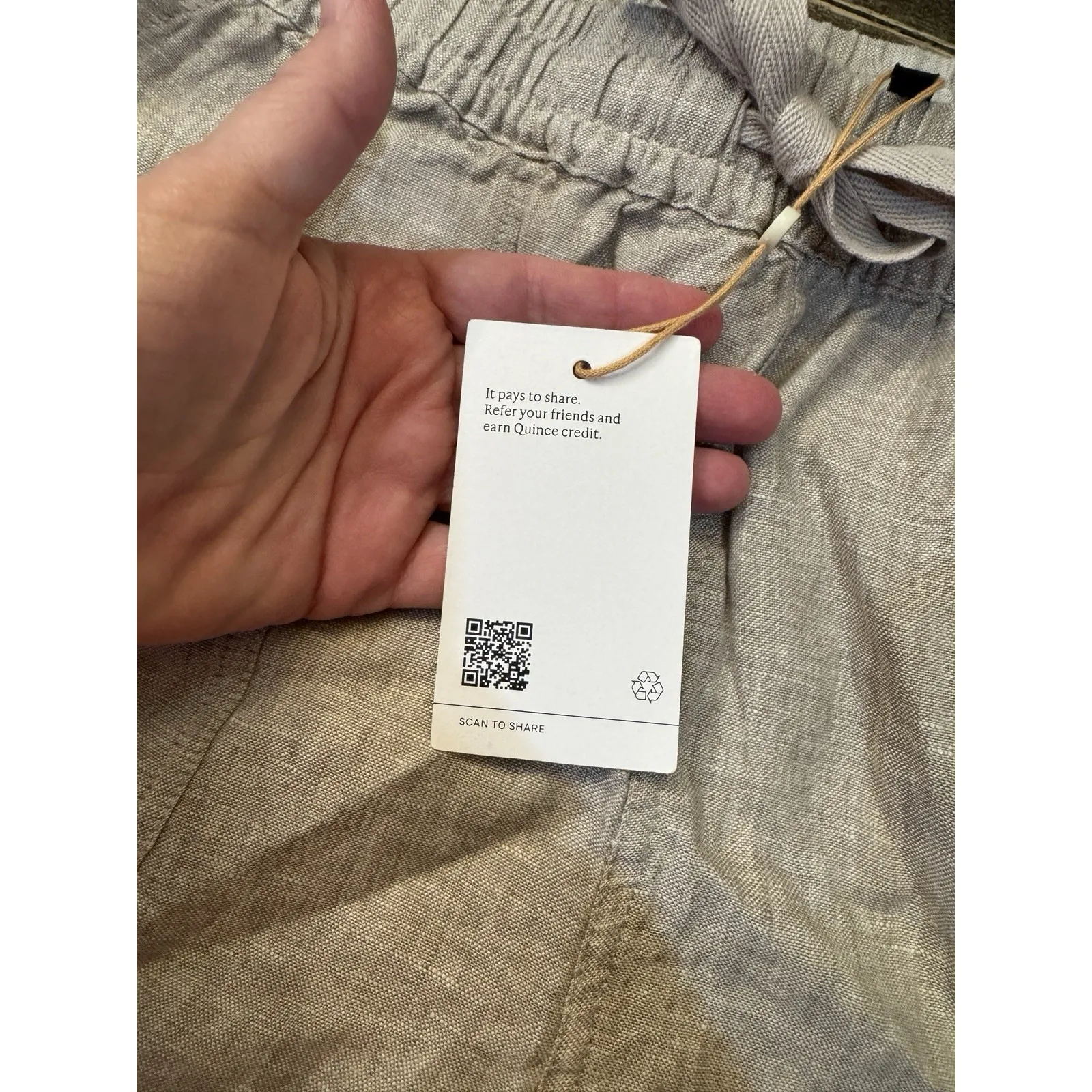 Quince 100% Linen Shorts Womens L Beige Tan Beachy Ethically‎ Woven Coastal - Image 8