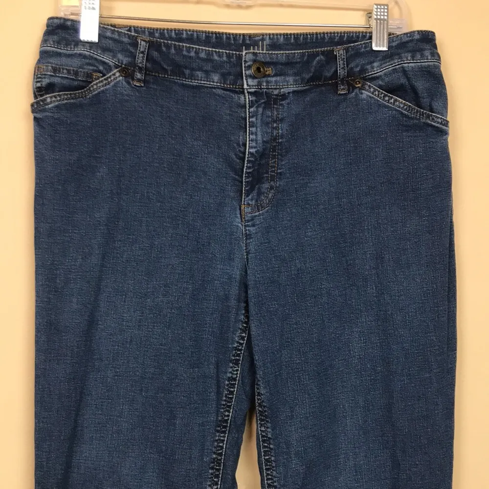 J. Jill Women's Modern Slim Stretch Straight Leg Blue Denim Jeans - Image 2