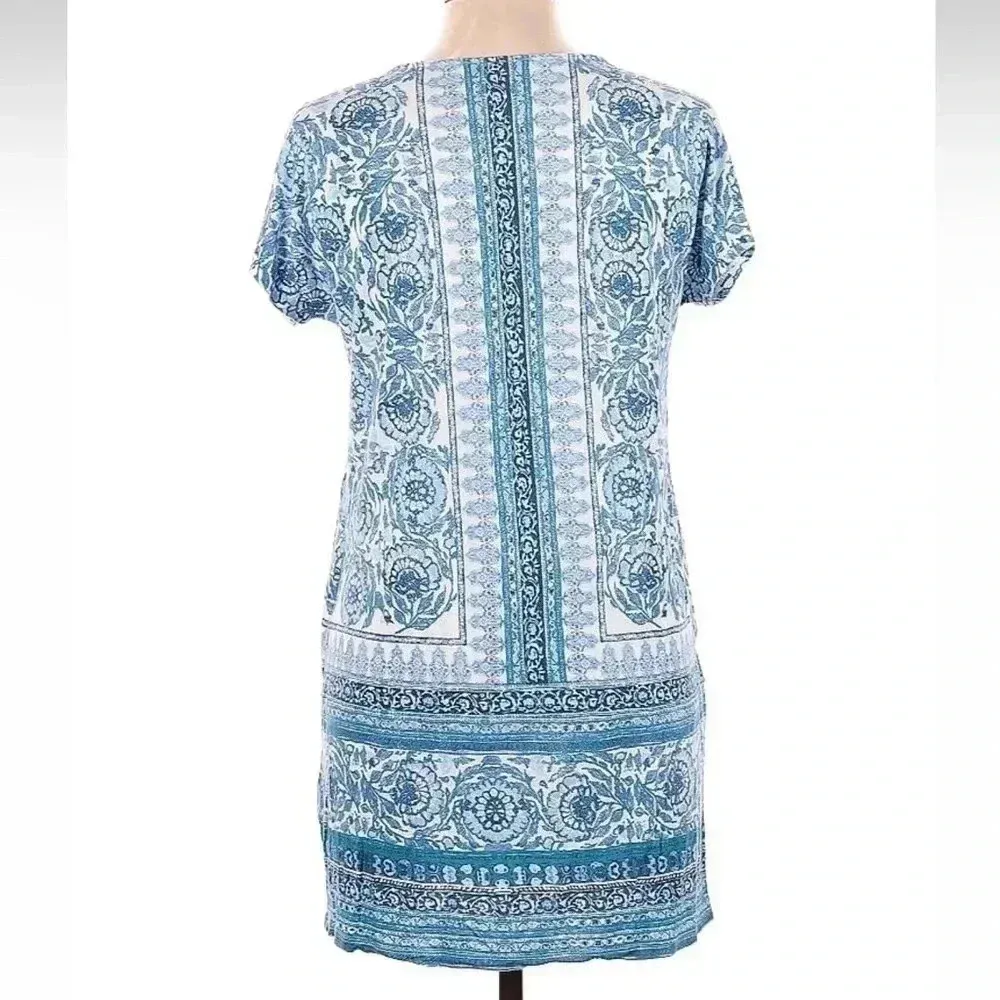 Lucky Brand | Blue Multi Floral Bohemian Tee Dress Size M Medium EUC - Image 3