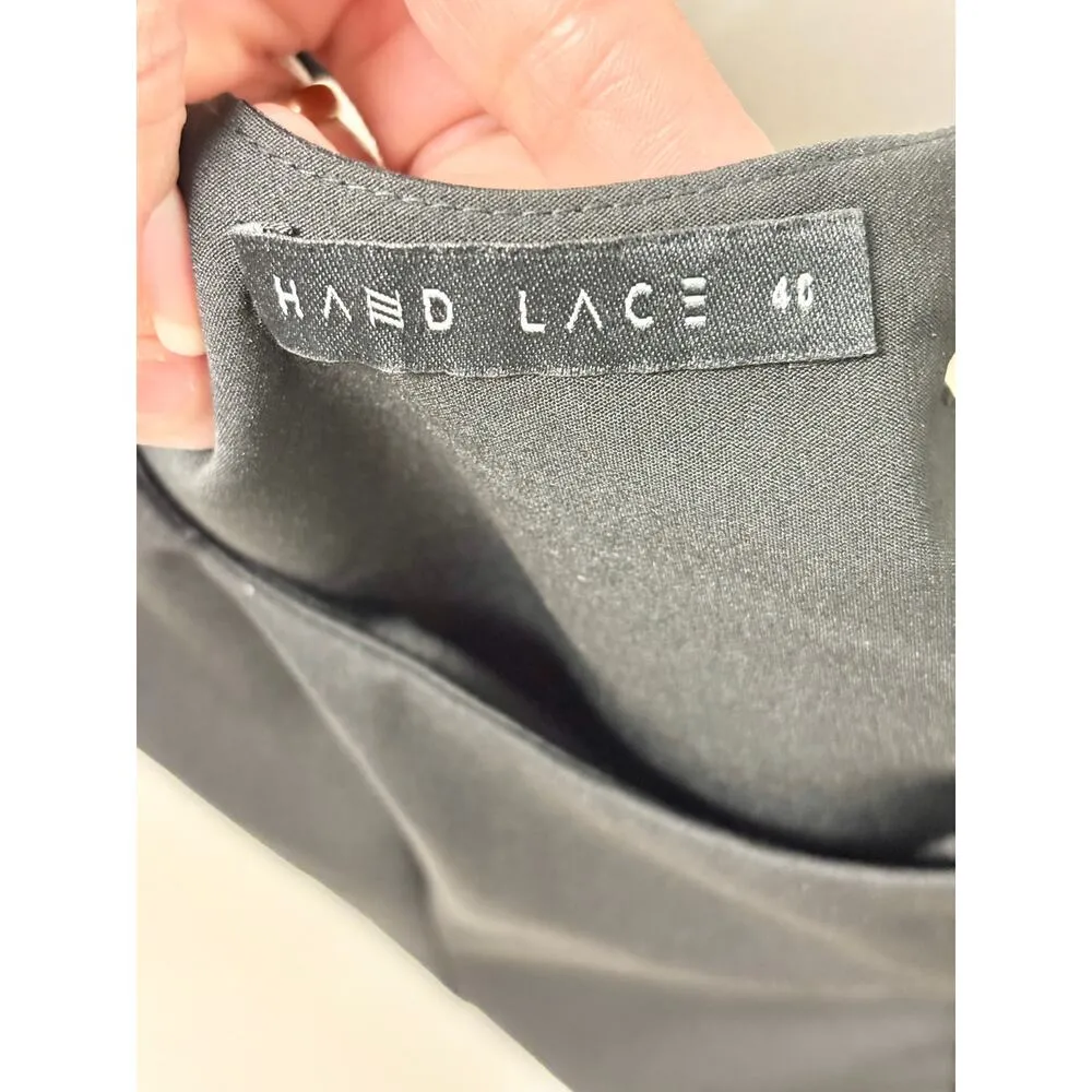 Hand Lace Exponential Sleevless Button Front Cropped Top Black Women's 40 / 6 - Image 3