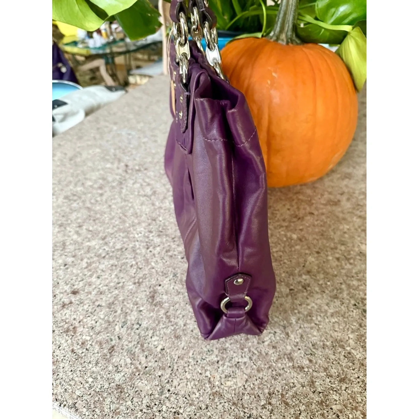 Women's Coach Ashley Gathered Leather Satchel in Rare Plum Color - Image 8