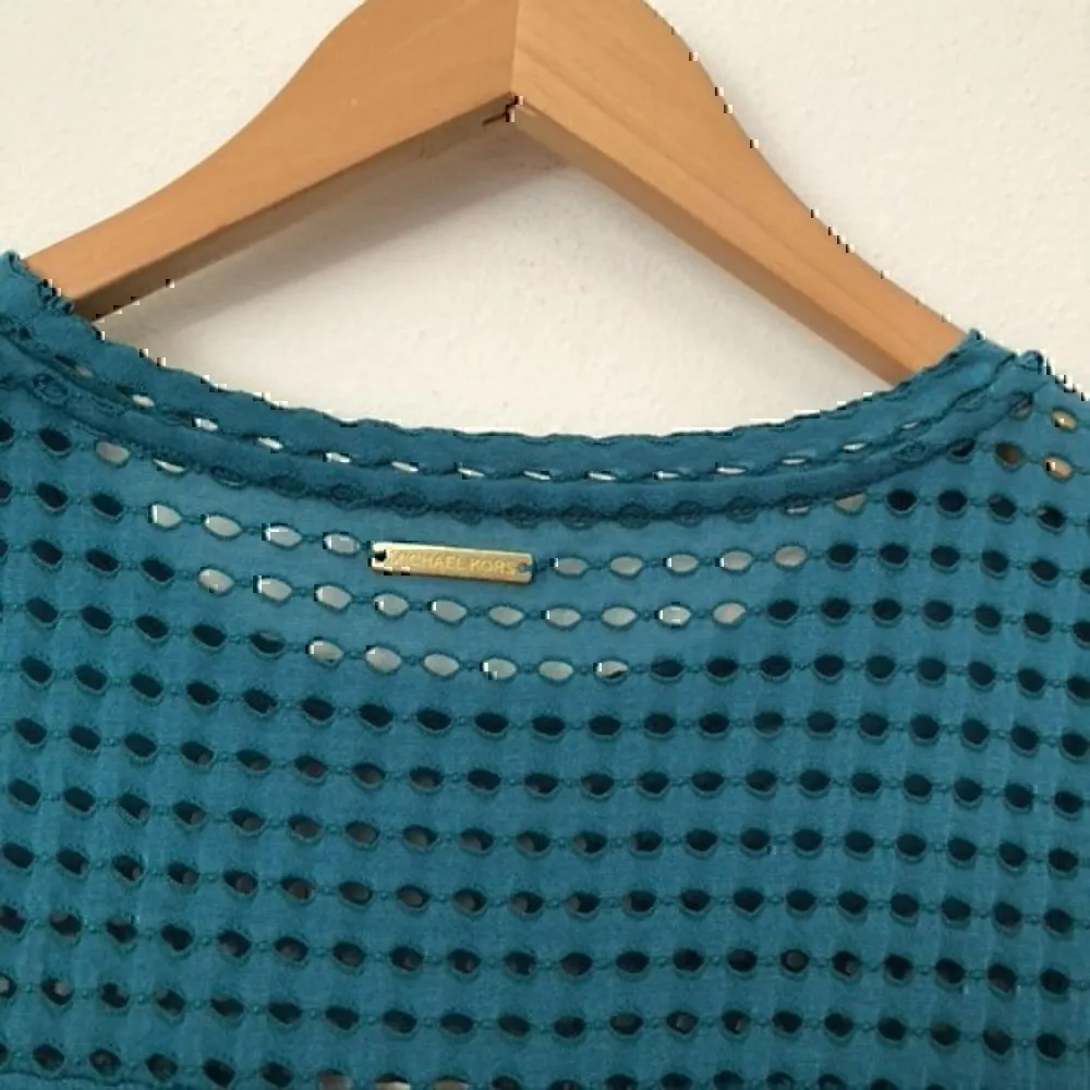 NEW NWT MICHAEL KORS Perforated Sleeveless Dress Teal Cyan Shift Mesh Party XS - Image 8