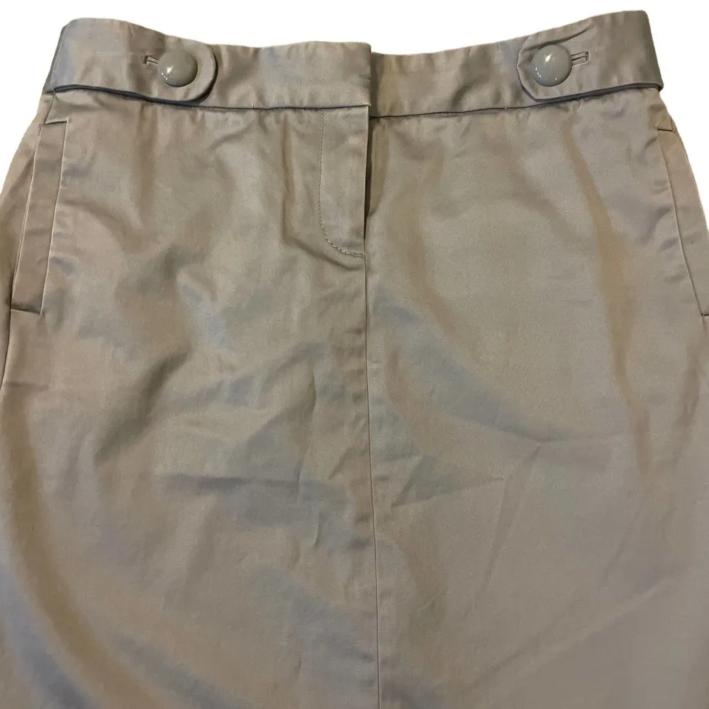 J.Crew Gray Lencil Skirt With Button Detail Size 4 - Image 2