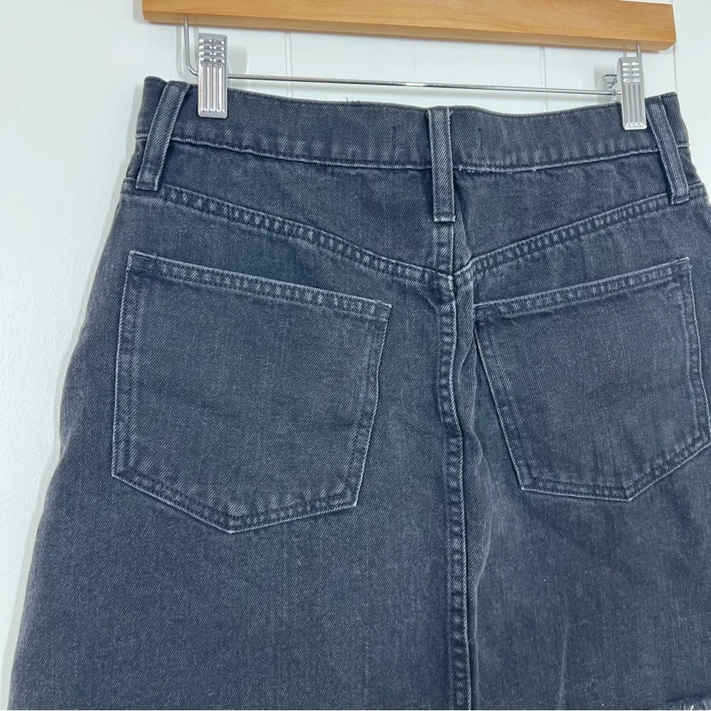 Madewell Black Rigid Denim A-Line Mini Skirt Lunar Wash Cutout Edition - Image 10